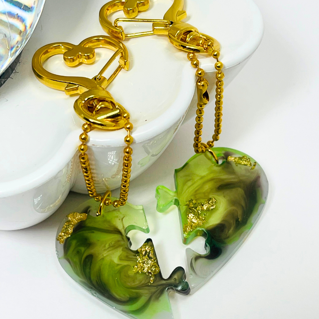 Marble Heart Lock keychain